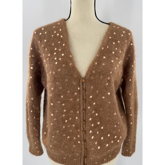 Sezane Sweaters - Sezane Brown Bronze Button up Wool Mohair Sweater Small Cardigan